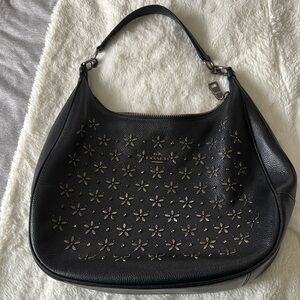 Coach black leather HOBO bag with prairie rivets details